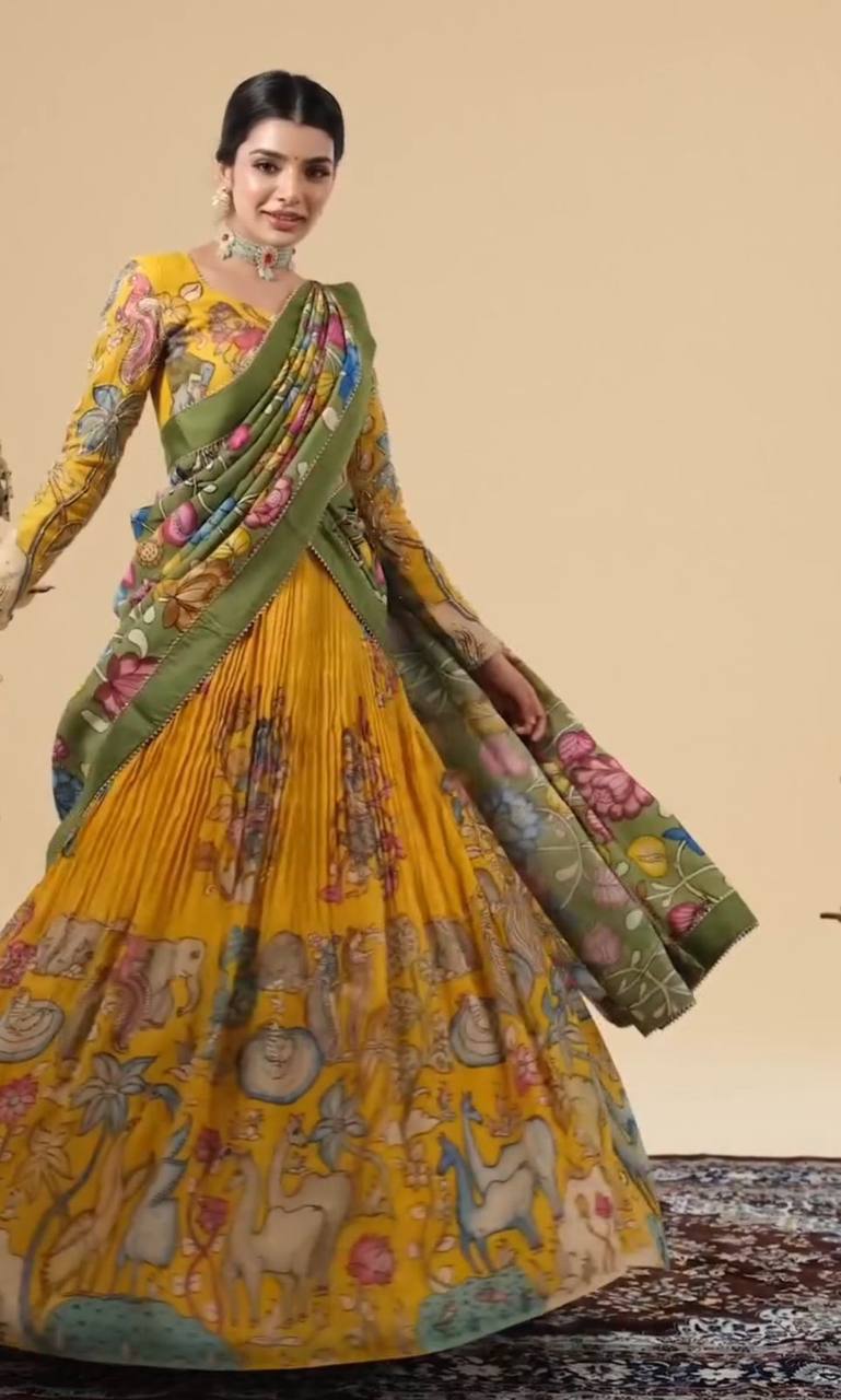 Festival Special Kalamkari Lehenga Choli Set