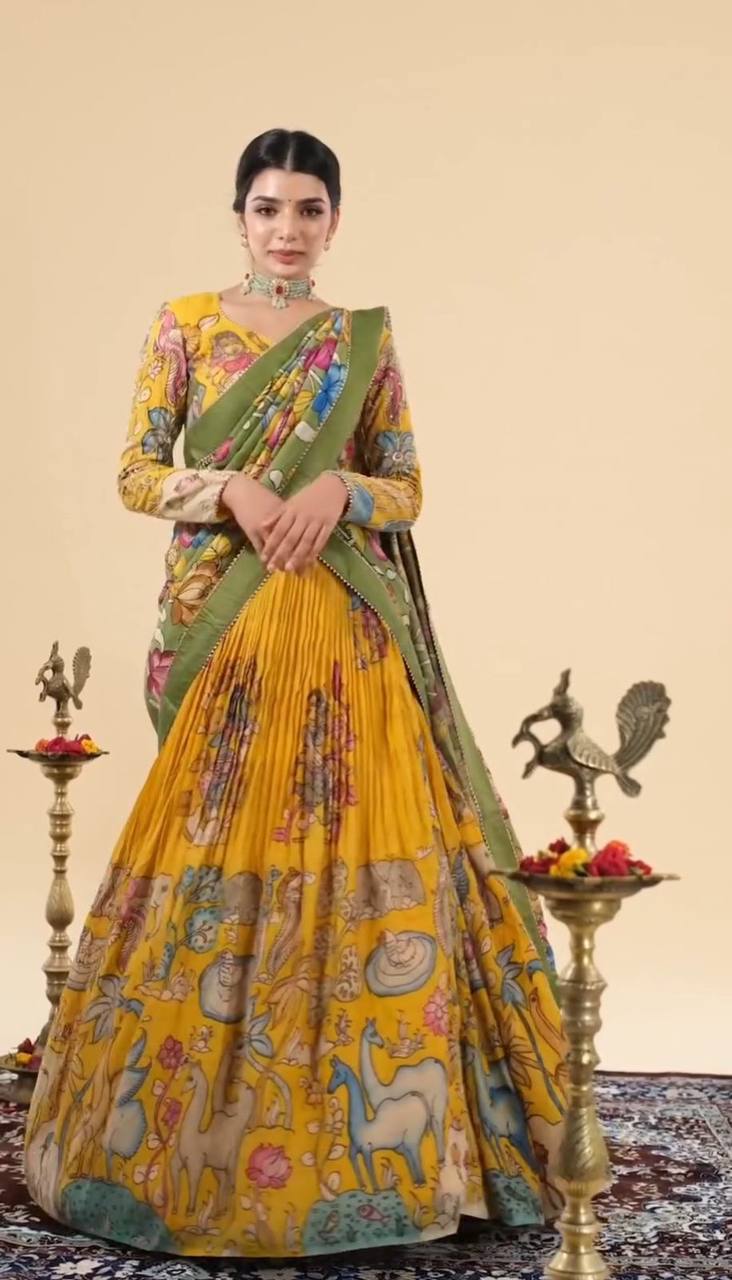 Festival Special Kalamkari Lehenga Choli Set