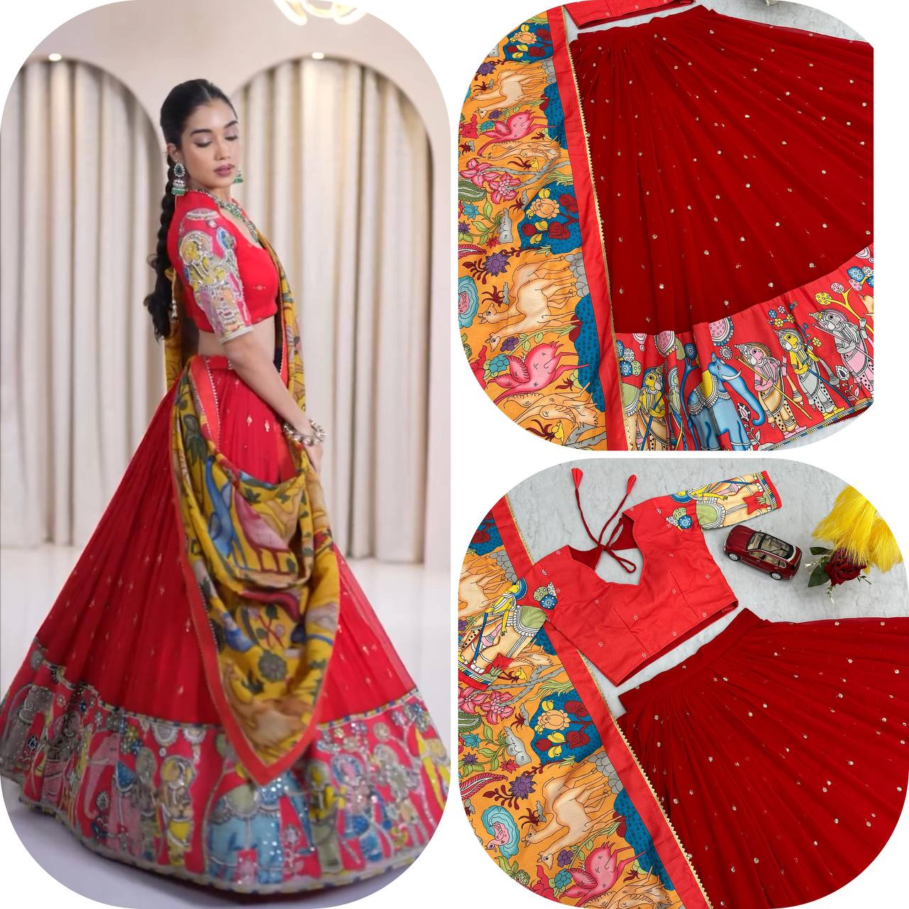 Premium Kalamkari Print Lehenga Choli Set