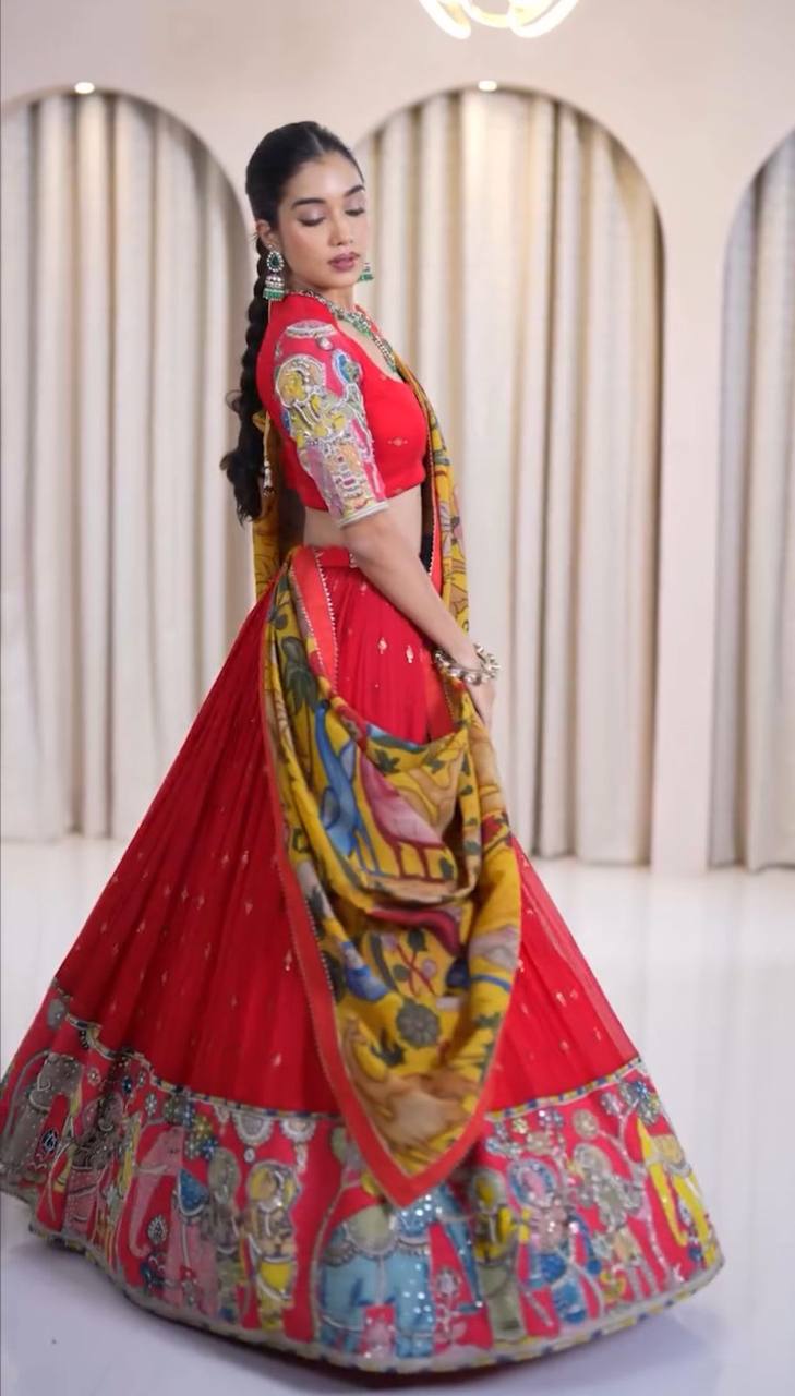 Premium Kalamkari Print Lehenga Choli Set