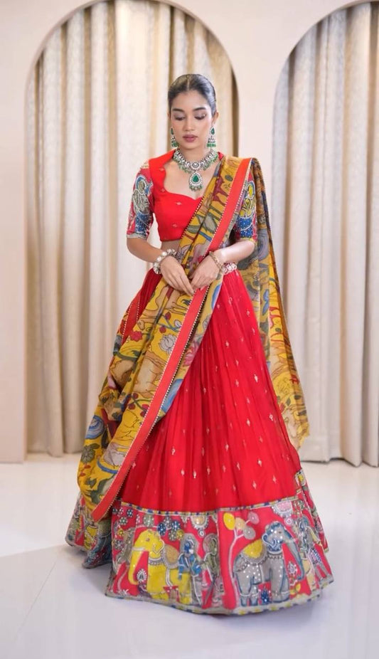 Premium Kalamkari Print Lehenga Choli Set