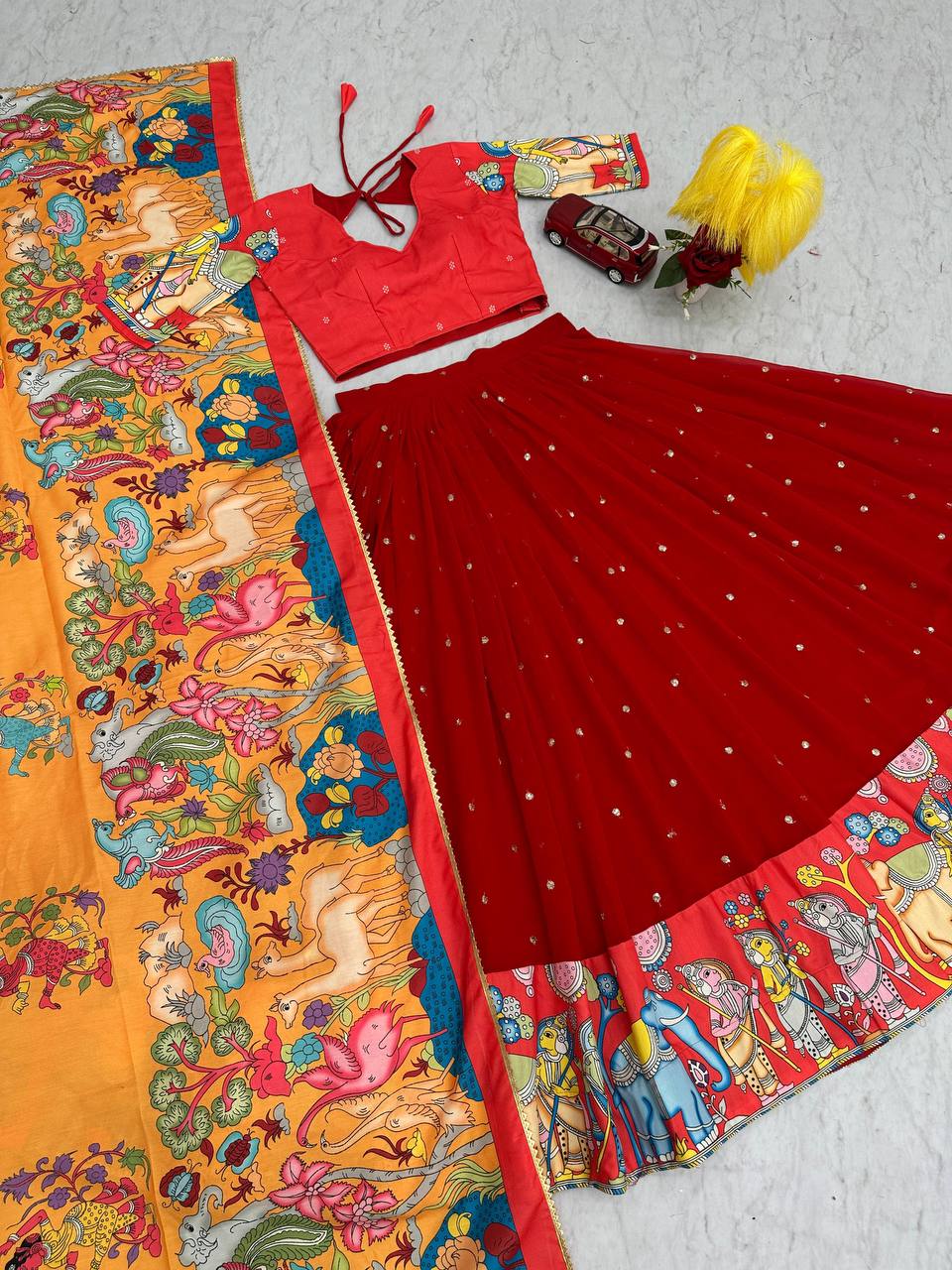 Premium Kalamkari Print Lehenga Choli Set