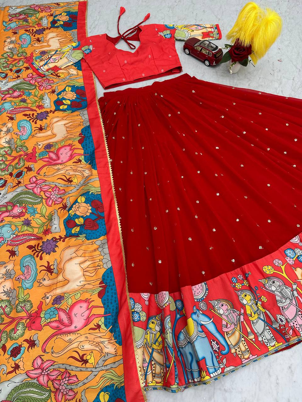 Premium Kalamkari Print Lehenga Choli Set