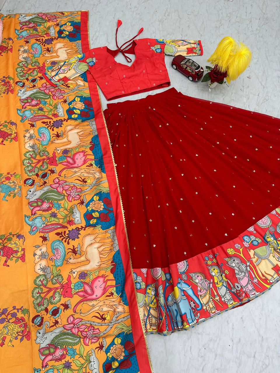 Premium Kalamkari Print Lehenga Choli Set