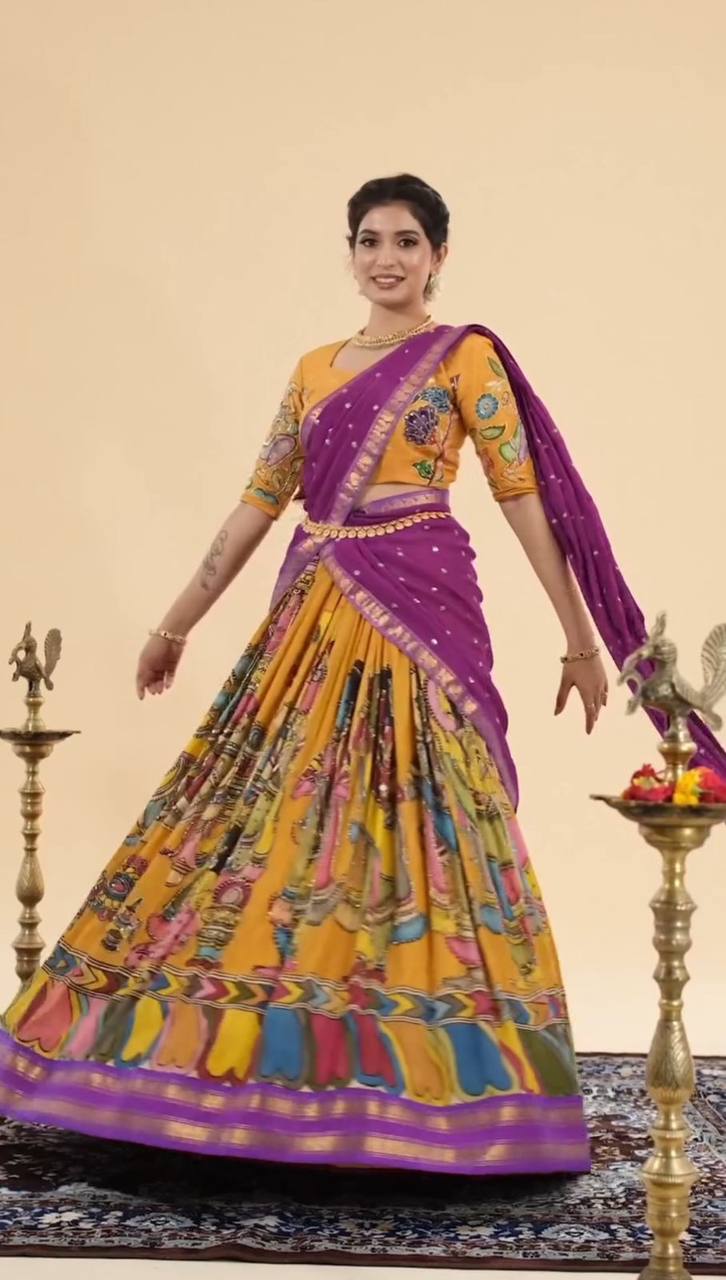 Festival Special Kalamkari Lehenga Choli Set - Fully Stitched