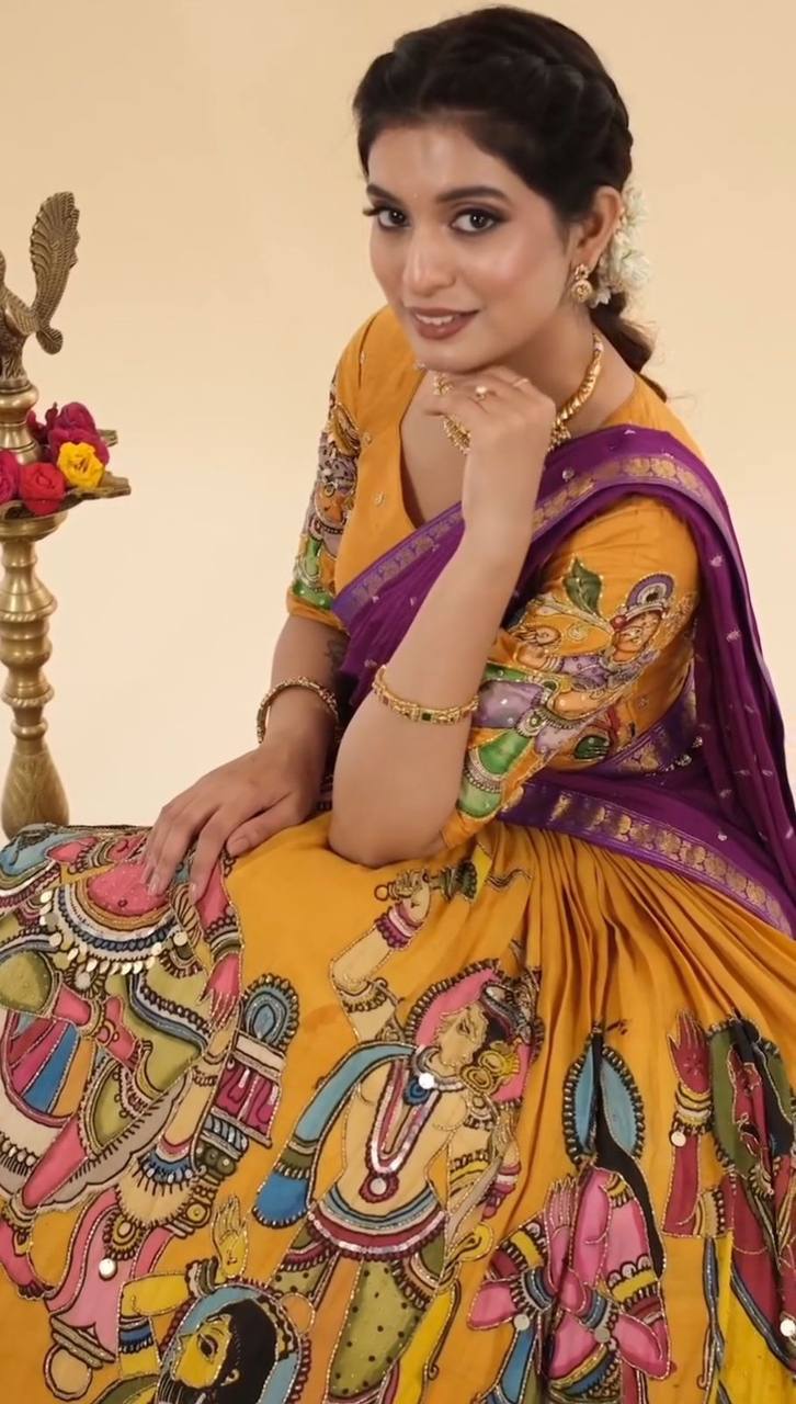 Festival Special Kalamkari Lehenga Choli Set - Fully Stitched