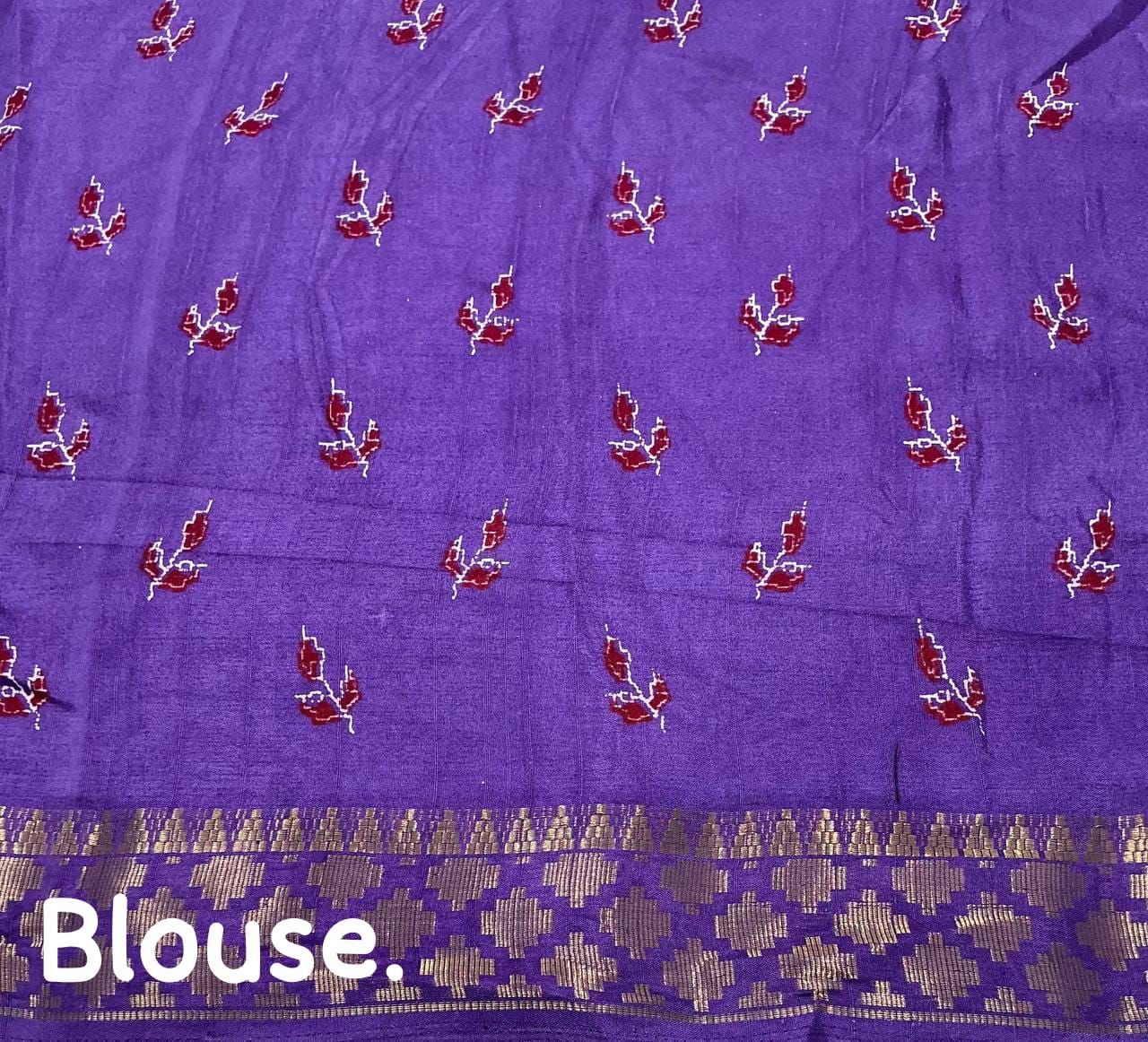 Lavender Soft Silk Handloom Kalamkari Saree with Zari Woven Border and Printed Blouse