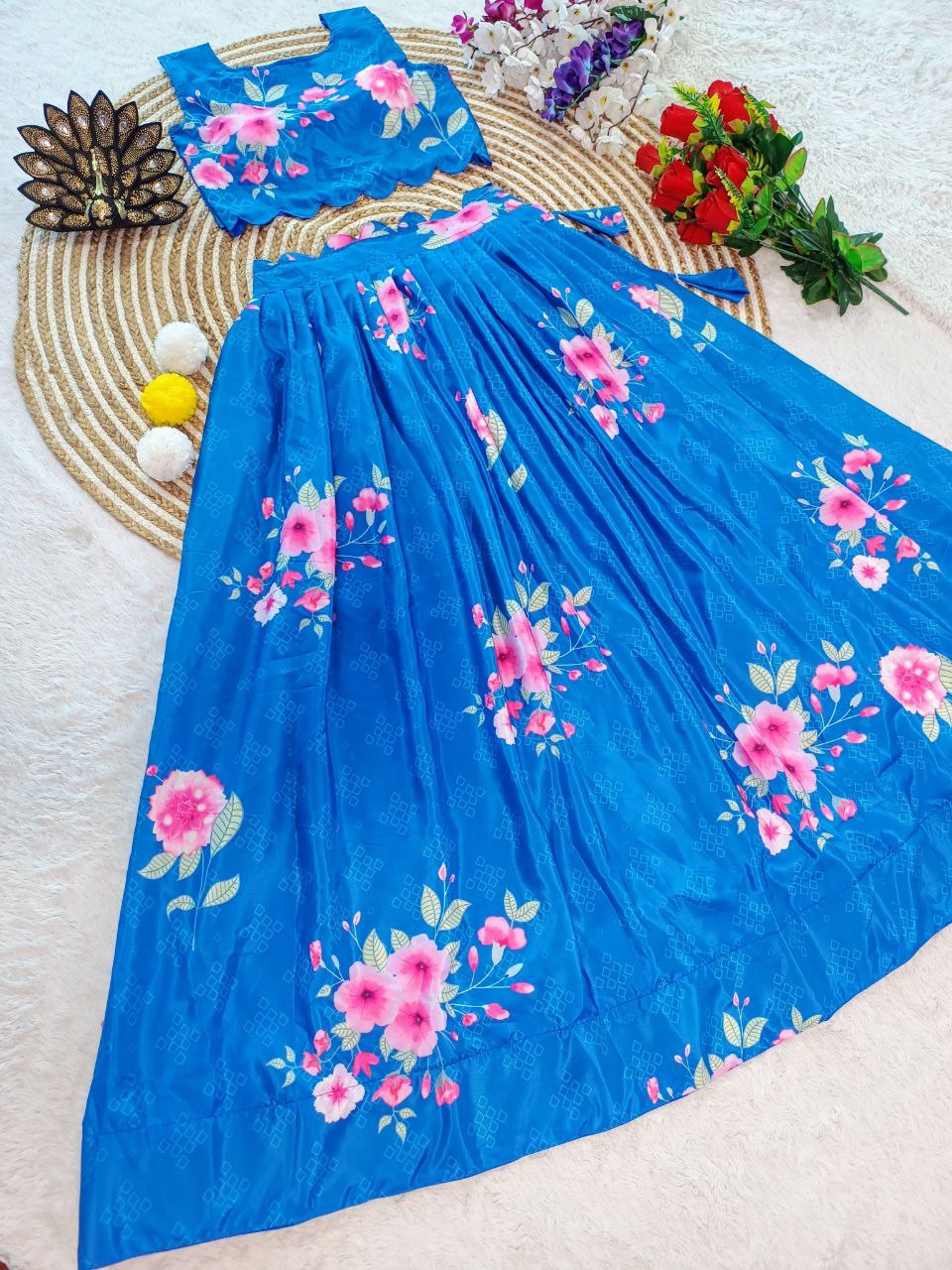 Floral Printed Pure Soft Silk Lehenga Choli