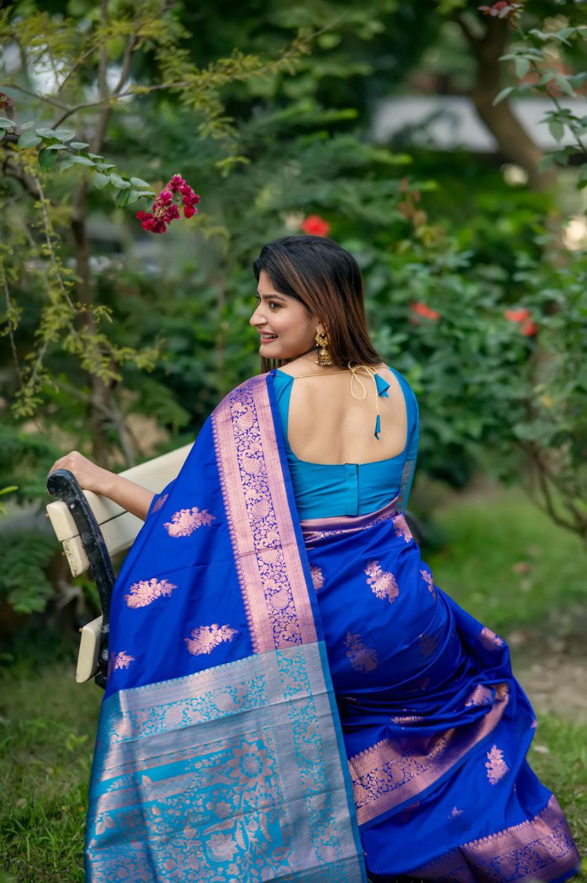 Premium Soft Banarasi Katan Silk Saree with Zari Weaving and Contrast Pallu