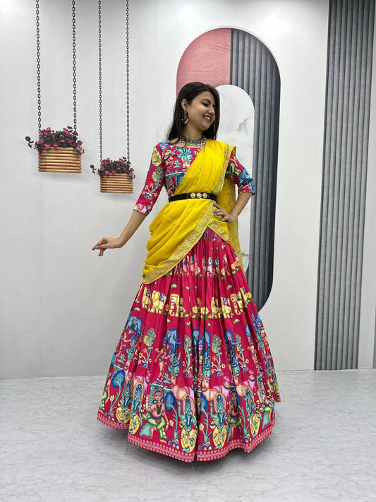 Kalamkari Print Lehenga Choli Set – Elegant & Ready to Wear