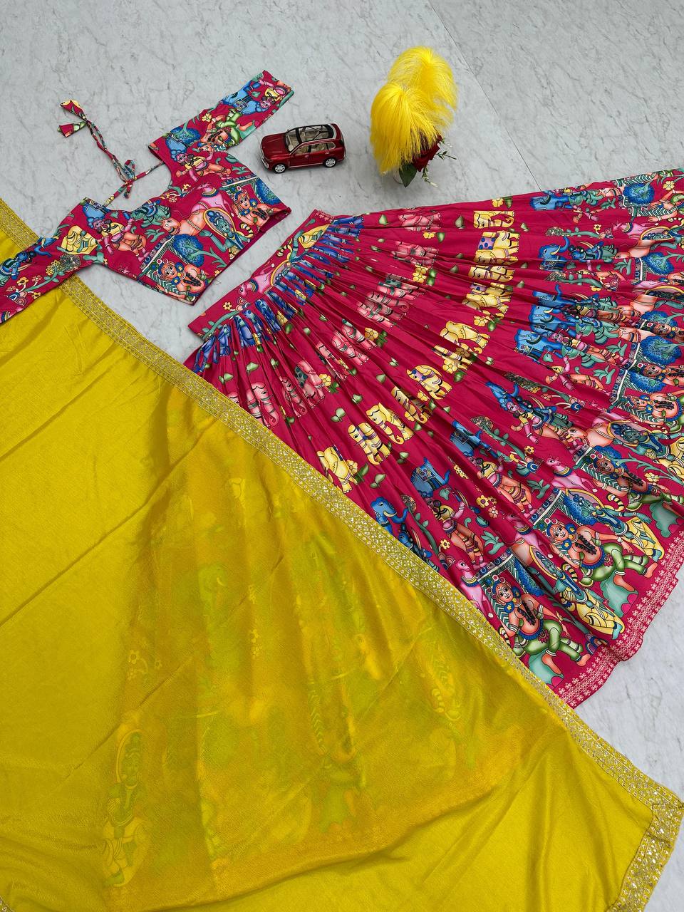 Kalamkari Print Lehenga Choli Set – Elegant & Ready to Wear