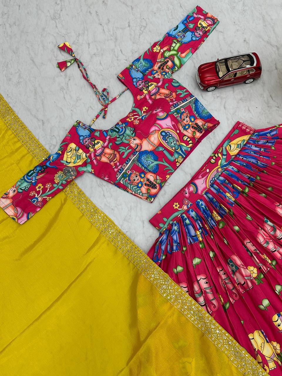 Kalamkari Print Lehenga Choli Set – Elegant & Ready to Wear