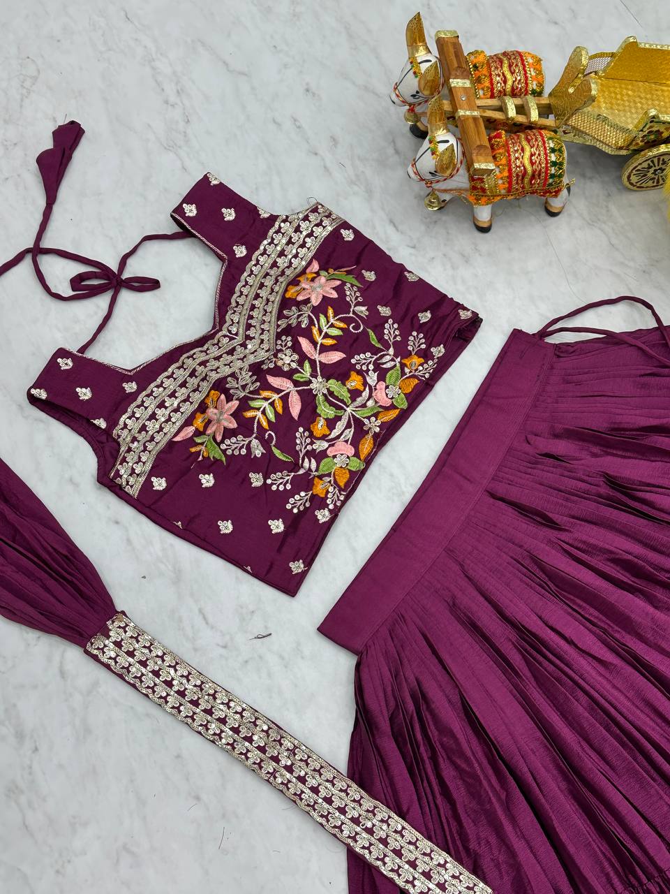 ✨ New Festival Pure Chinon Fabric Lehenga Choli & Embroidered Jacket Set