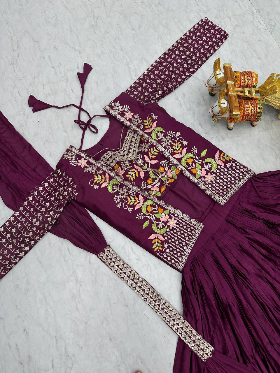 ✨ New Festival Pure Chinon Fabric Lehenga Choli & Embroidered Jacket Set