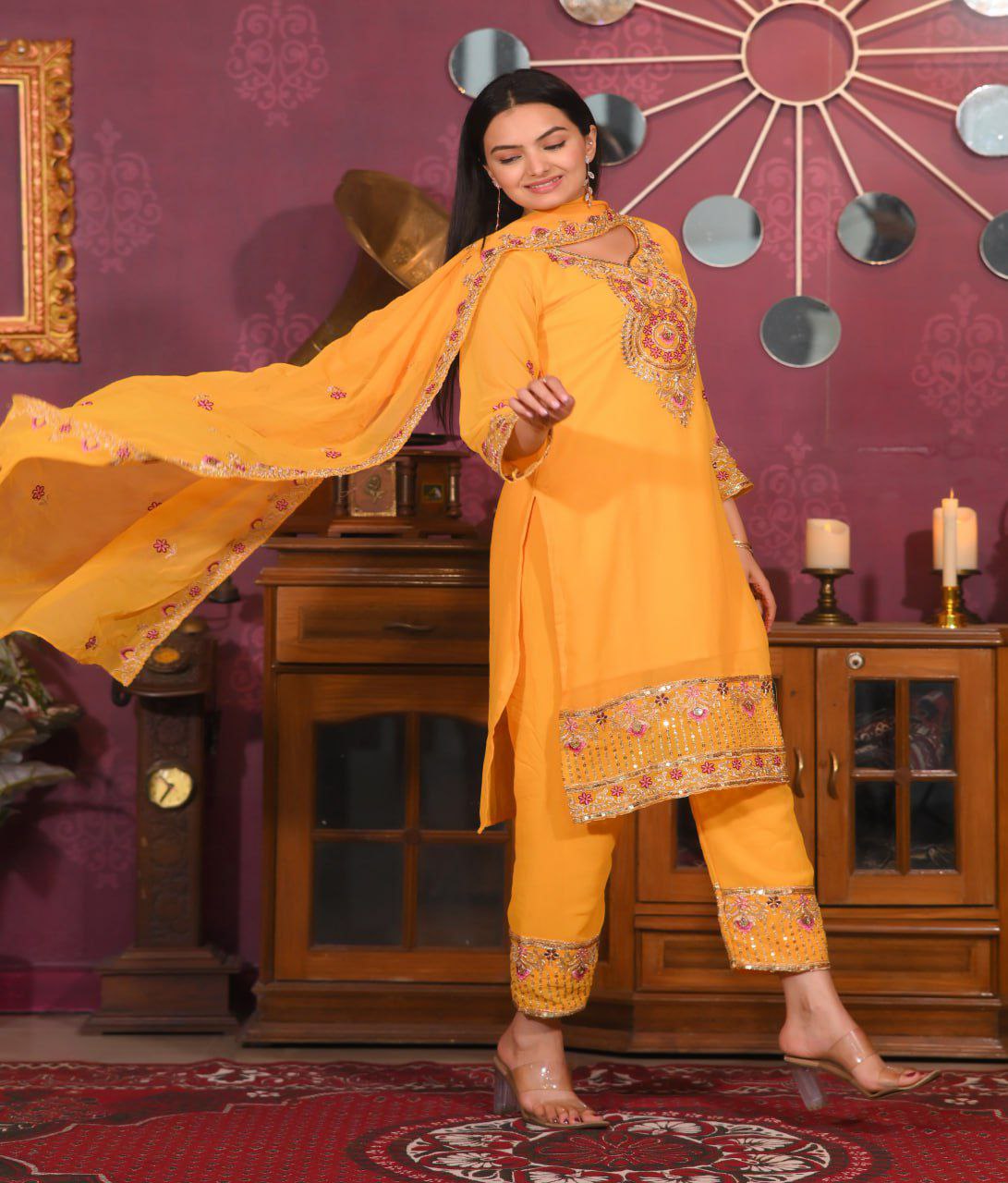 Elegant Fox Georgette Kurta Set with Dupatta