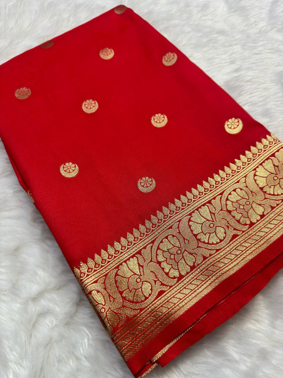 Sonakshi Inspired Wedding Soft Silk Saree with Gold Zari Design and Rich Pallu