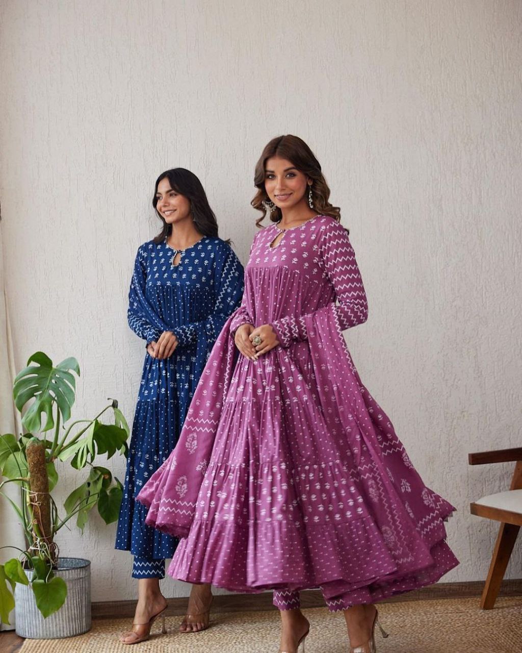 New Hand Khatli Work Anarkali Cotton Gown Suit Set with Dupatta