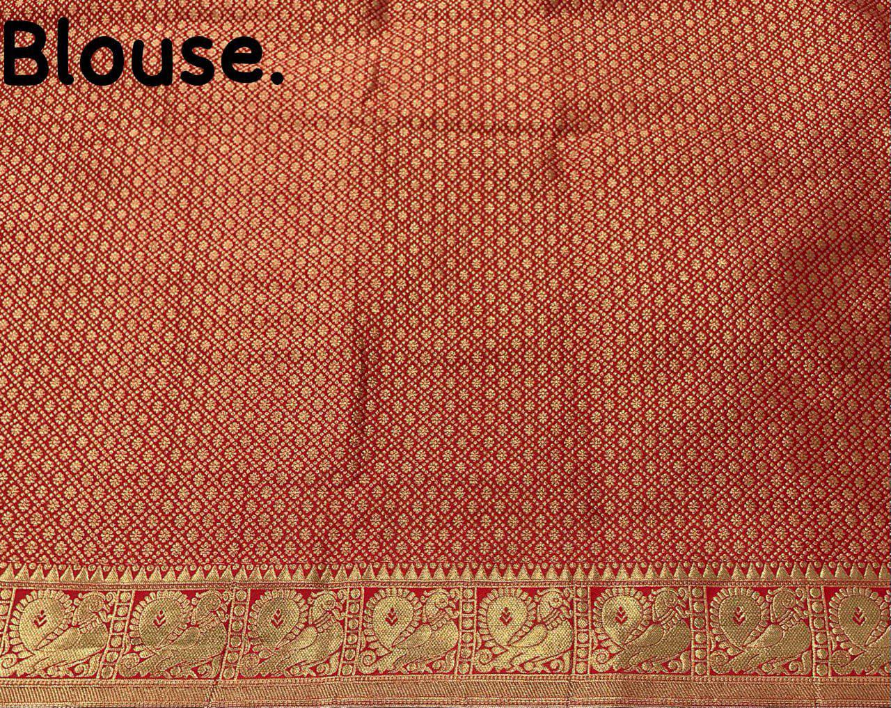 Vintage Style Borderless Zari Work Soft Silk Woven Saree with Blouse