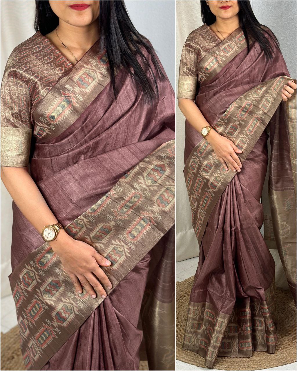 Elegant Kanjivaram Digital Print Saree with Silk Border & Unstitched Blouse