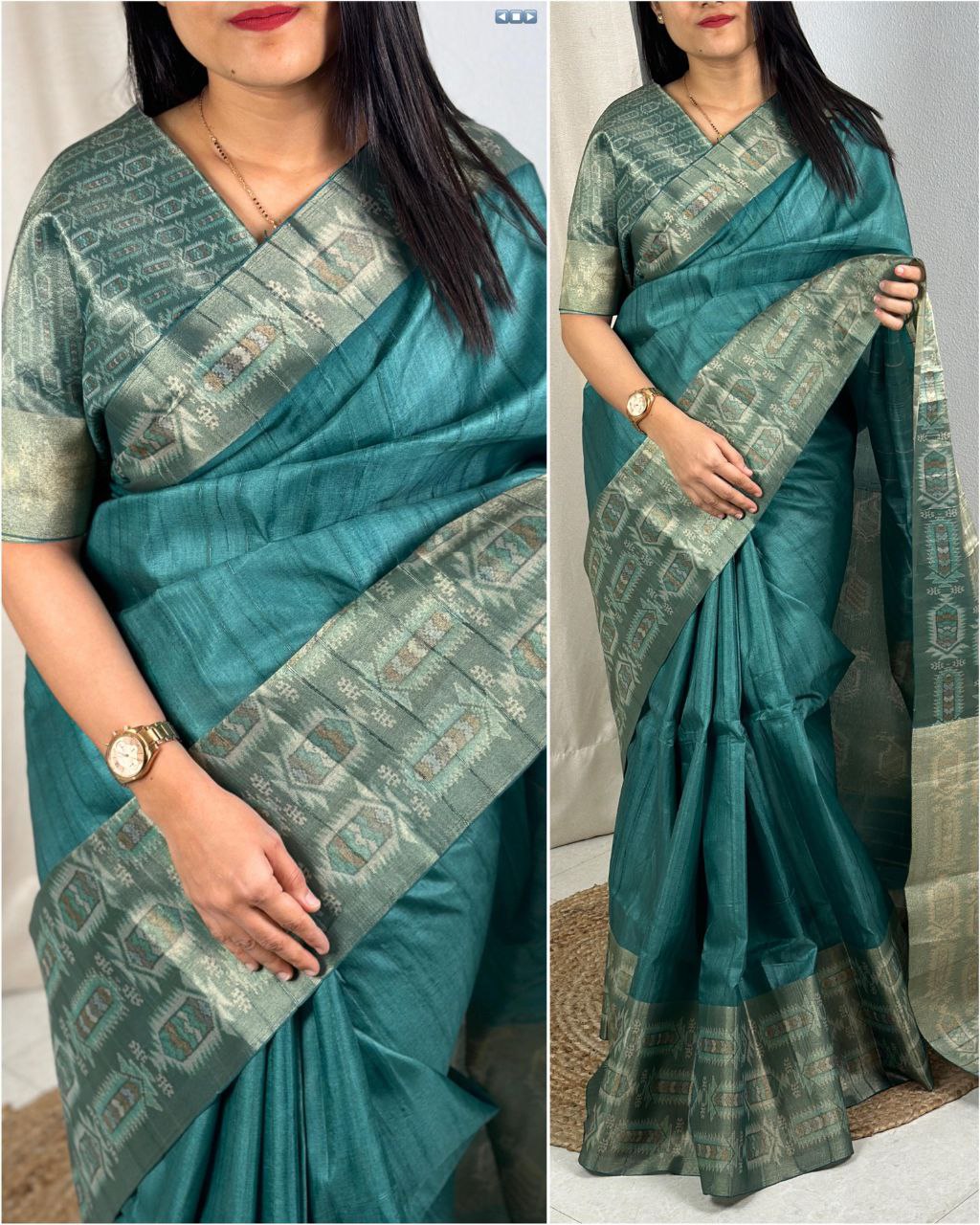 Elegant Kanjivaram Digital Print Saree with Silk Border & Unstitched Blouse