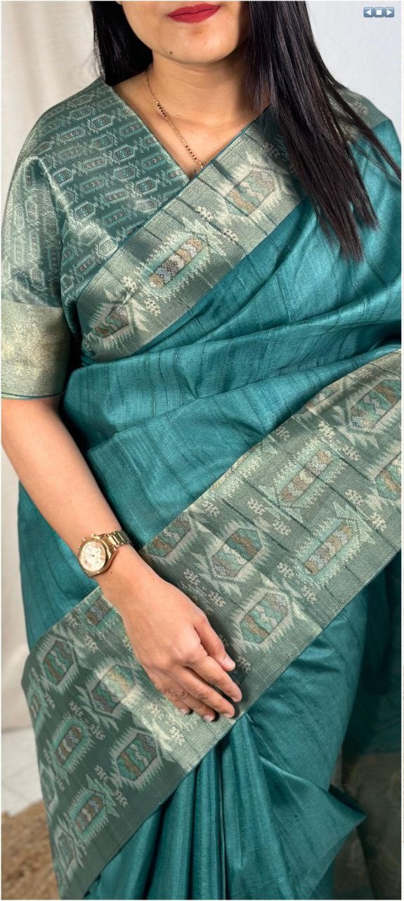 Elegant Kanjivaram Digital Print Saree with Silk Border & Unstitched Blouse