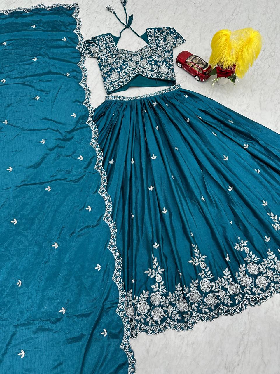 Elegant Festival-Ready Chinon Lehenga Choli Set with Embroidery Work