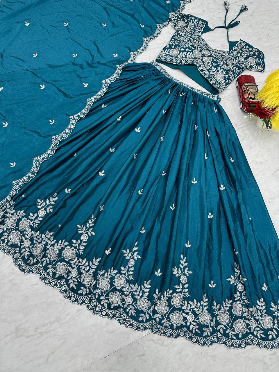 Elegant Festival-Ready Chinon Lehenga Choli Set with Embroidery Work