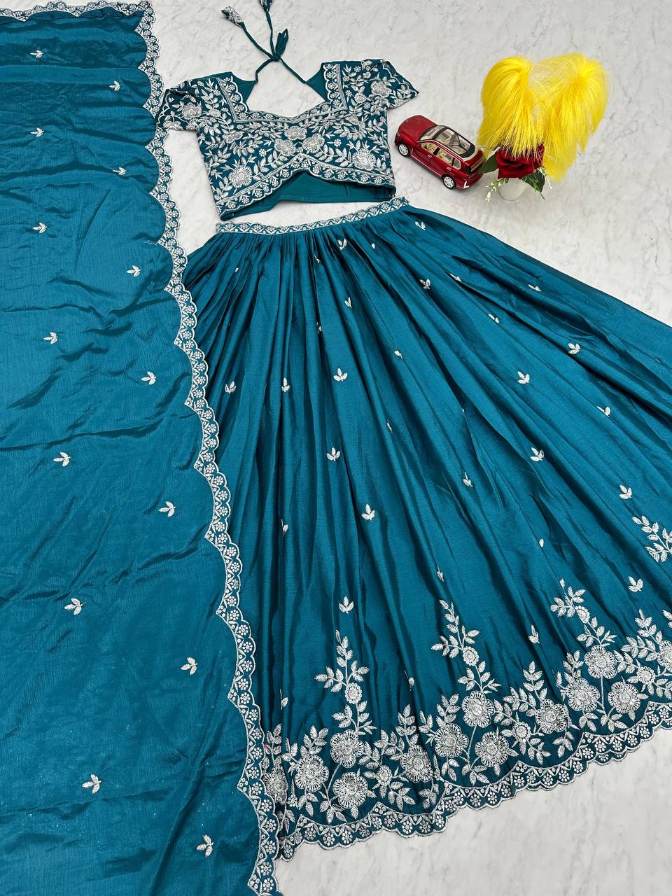 Elegant Festival-Ready Chinon Lehenga Choli Set with Embroidery Work