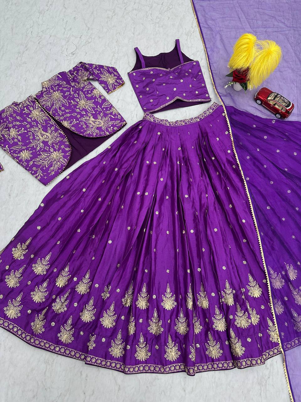 New Designer Wedding Wear Crop Top Embroidery Work Lehenga Choli with Jacket