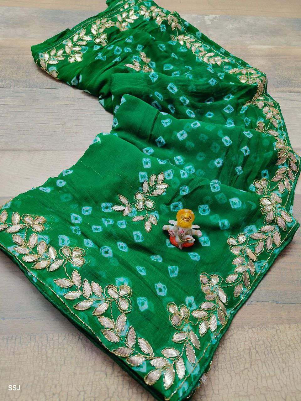 Soft Silk Original Bandhani Saree with Gotta Pati Hand Work