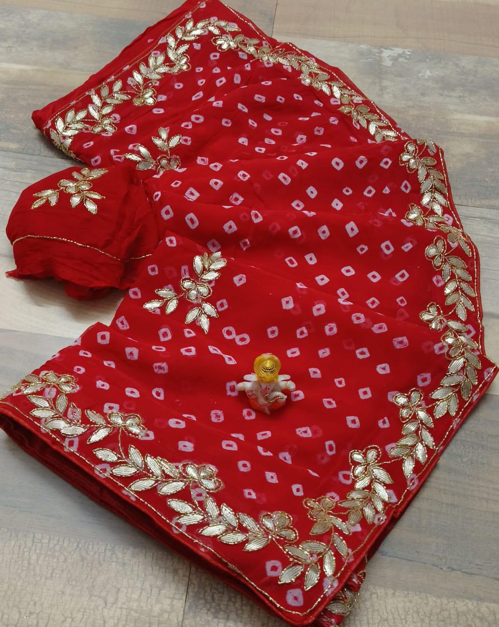 Soft Silk Original Bandhani Saree with Gotta Pati Hand Work