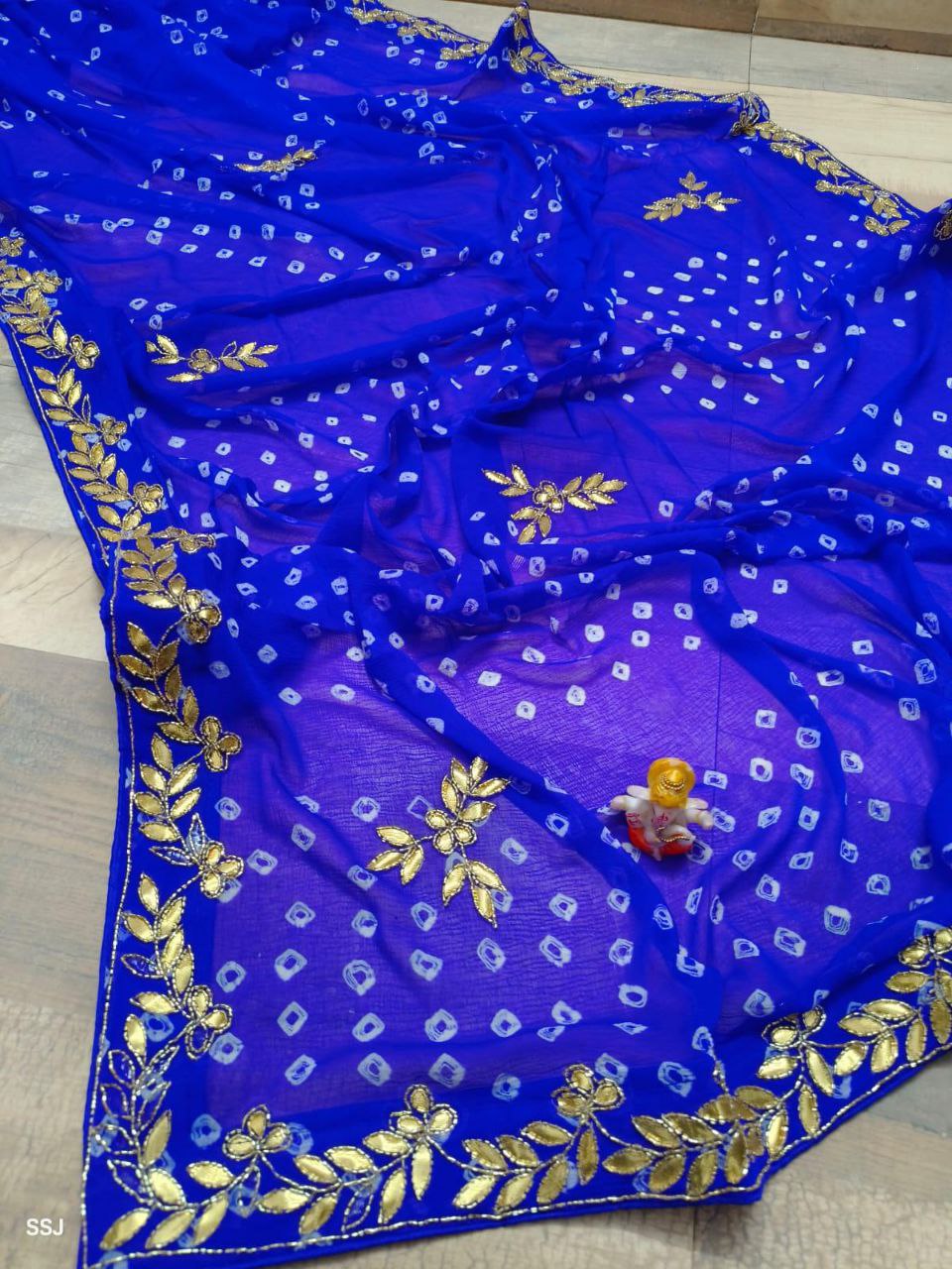 Soft Silk Original Bandhani Saree with Gotta Pati Hand Work