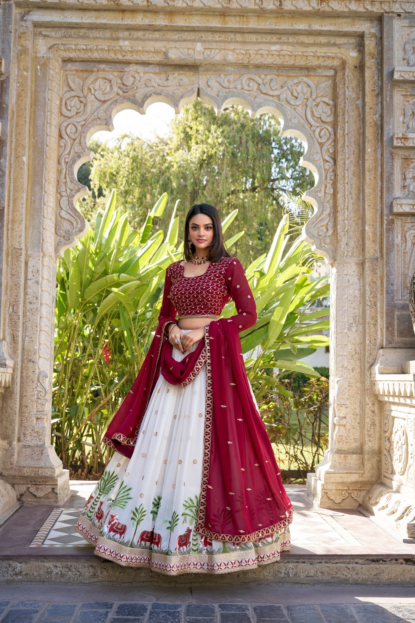 Sequins & Thread Embroidery Work Georgette  Wedding Wear Lehenga Choli Set