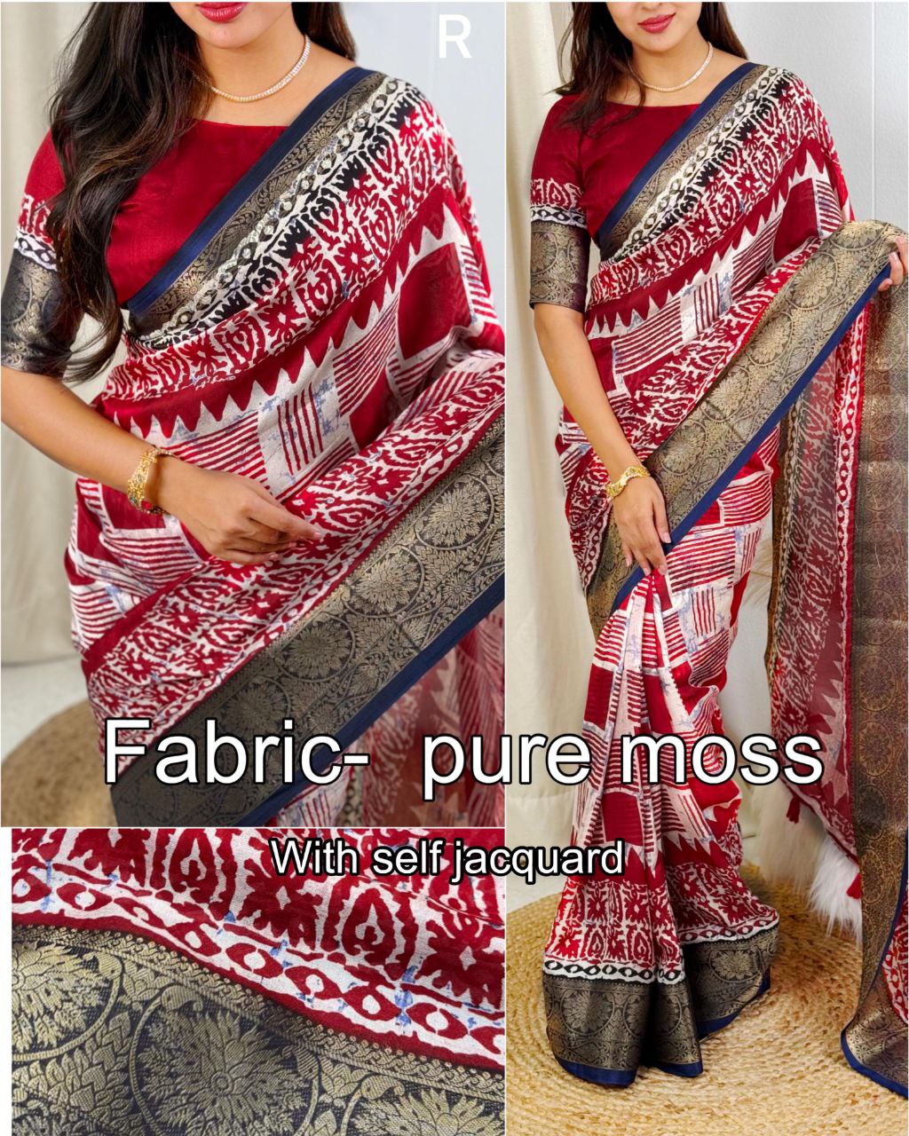 Elegant Kalamkari Printed Jacquard Border Georgette Saree with Blouse