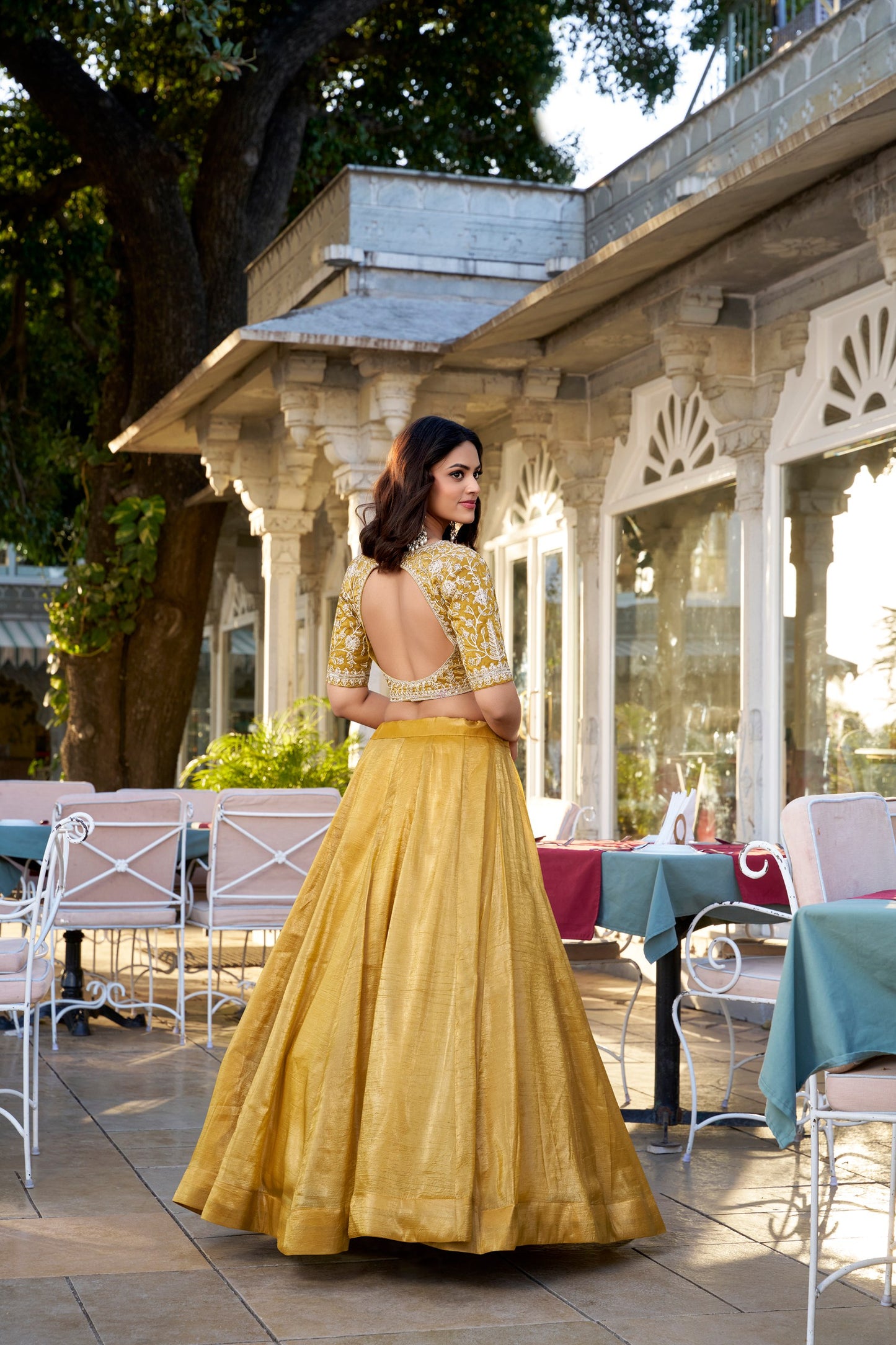 Golden Glow Wedding Lehenga Choli Set with Sequins Embroidery