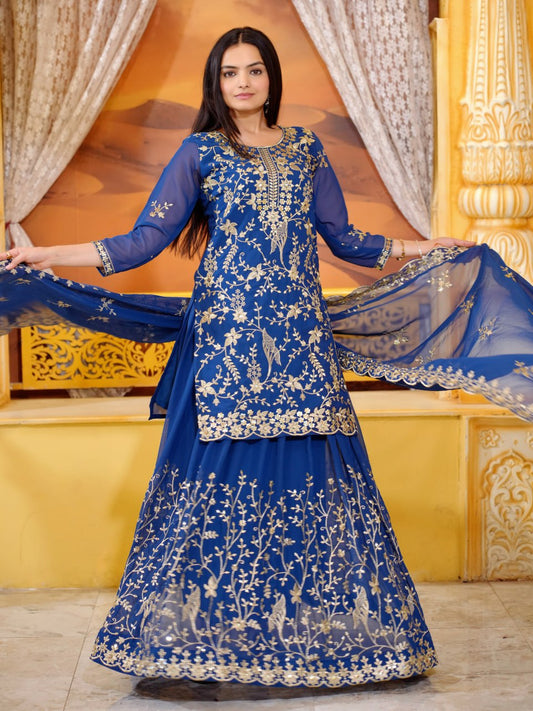 New Designer Embroidered Fox Georgette Lehenga Suit with Sequence Work