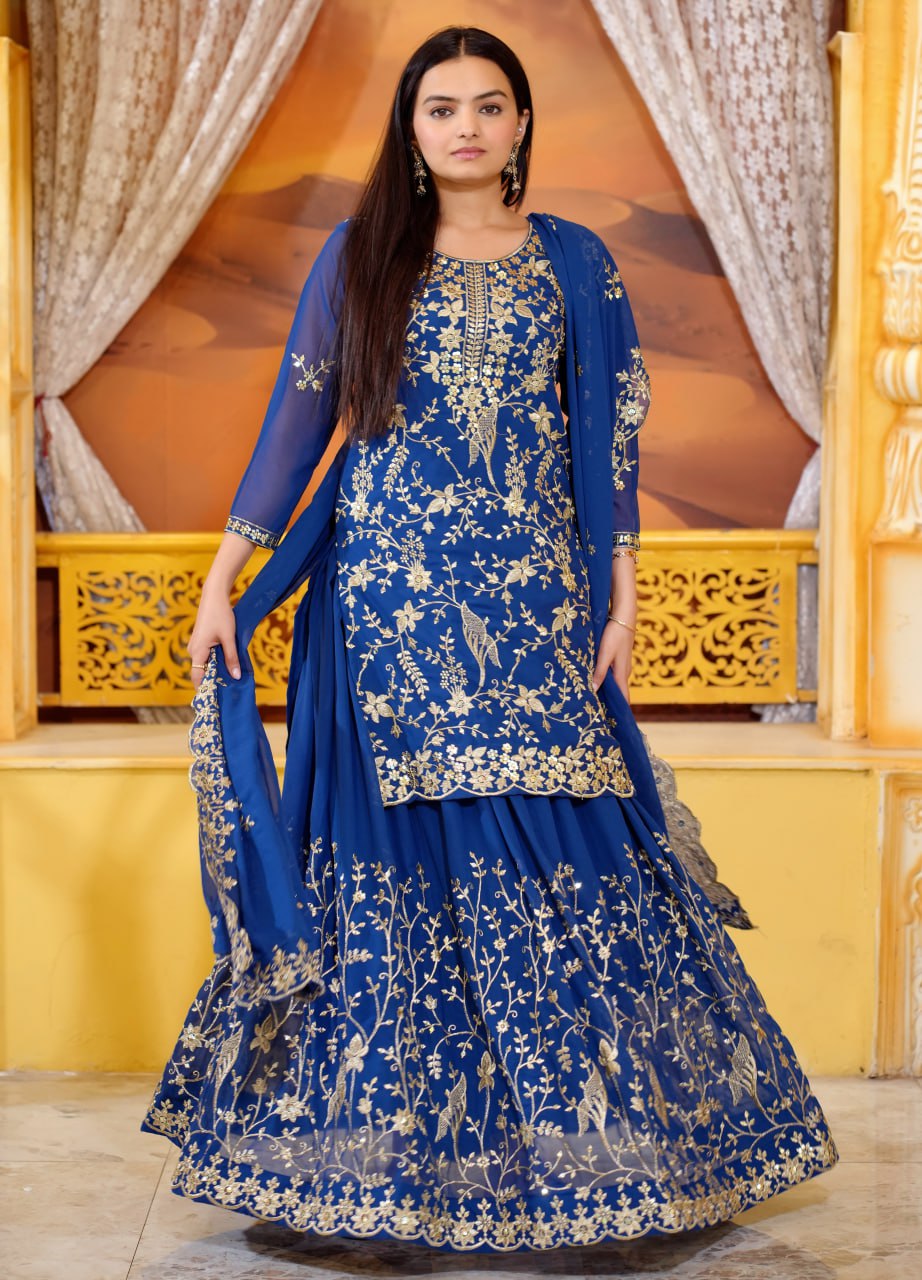 New Designer Embroidered Fox Georgette Lehenga Suit with Sequence Work