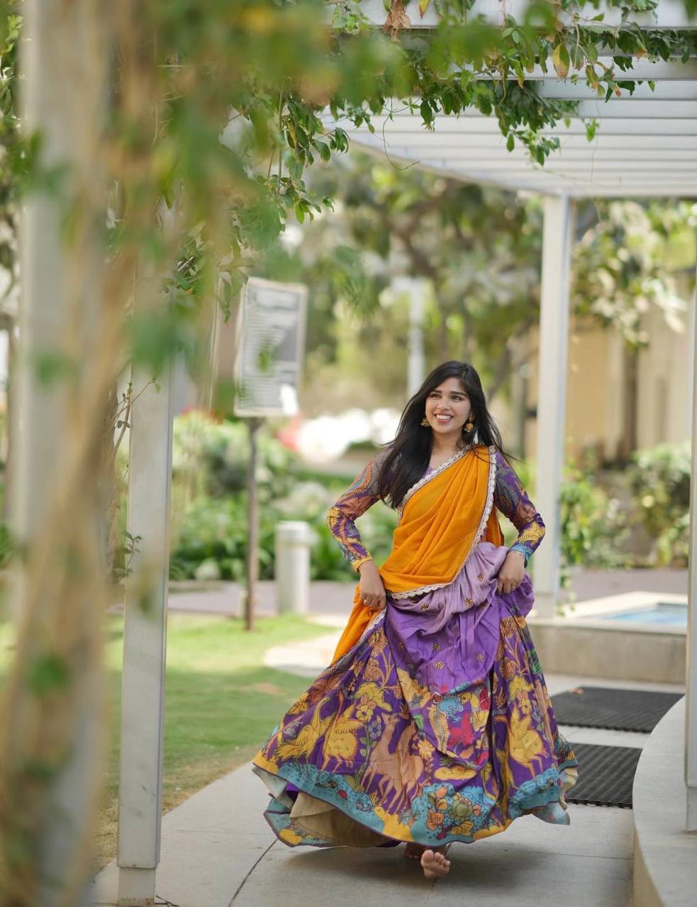 Stunning Kalamkari Print Lehenga Choli Set with Fox Georgette Dupatta