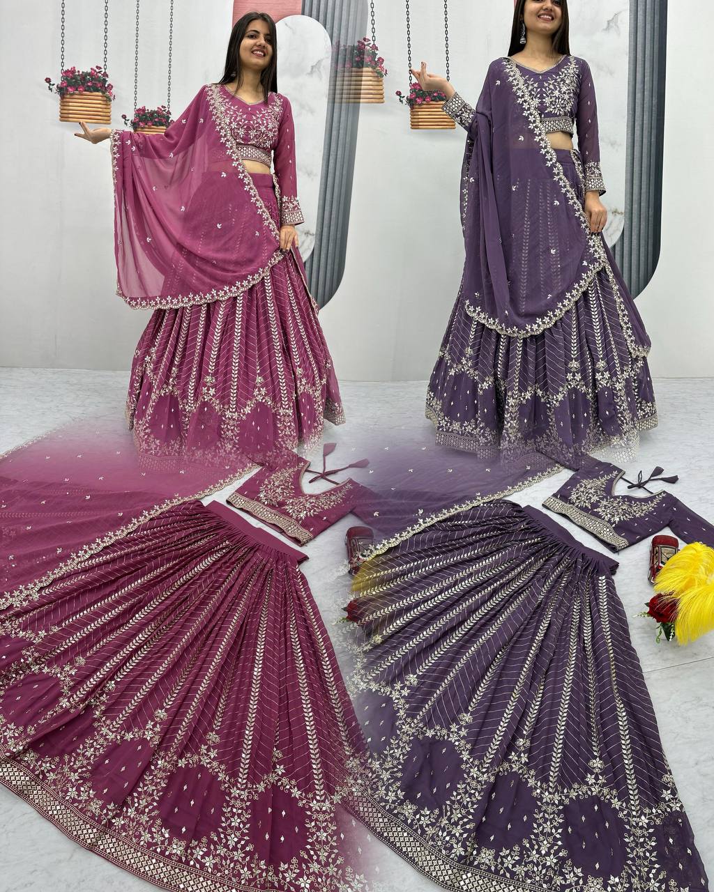 Elegant Embroidered Sequins Work  Lehenga Choli Set