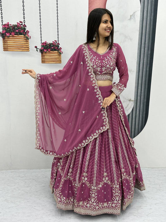 Elegant Embroidered Sequins Work  Lehenga Choli Set