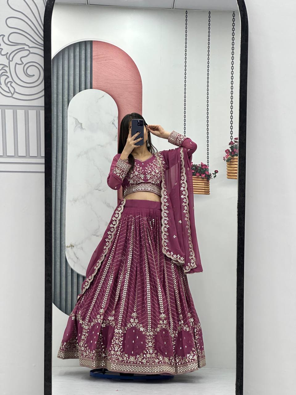 Elegant Embroidered Sequins Work  Lehenga Choli Set