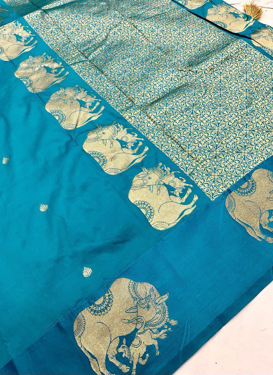 Soft Banarasi Silk Satin Pattu Border Saree with Zari Woven Pallu