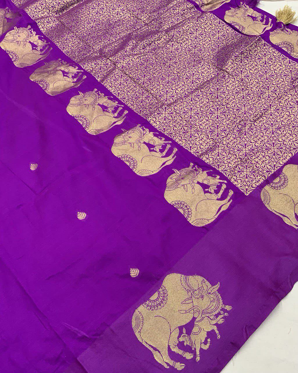 Soft Banarasi Silk Satin Pattu Border Saree with Zari Woven Pallu