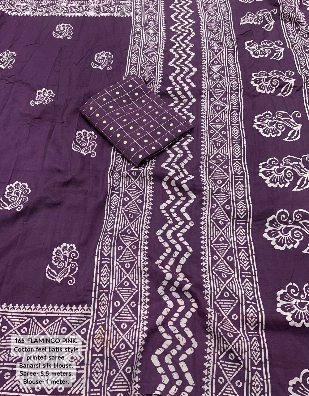 Soft Cotton Batik Print Saree with Banarasi Tie-Dye Blouse