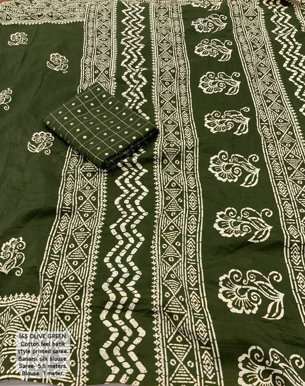 Soft Cotton Batik Print Saree with Banarasi Tie-Dye Blouse