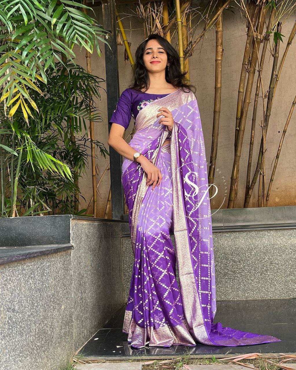 Elegant Viscose Georgette Saree with Zari & Embroidered Chanderi Blouse