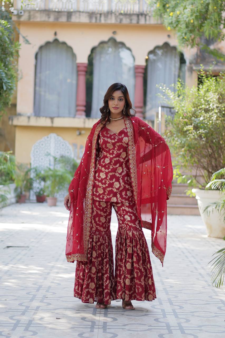 Premium Designer Ready-made Gharara Suit Set