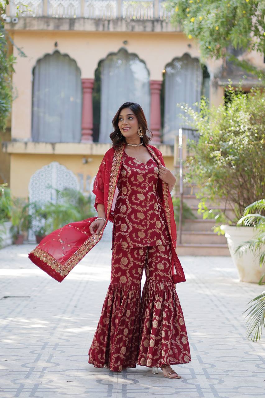 Premium Designer Ready-made Gharara Suit Set