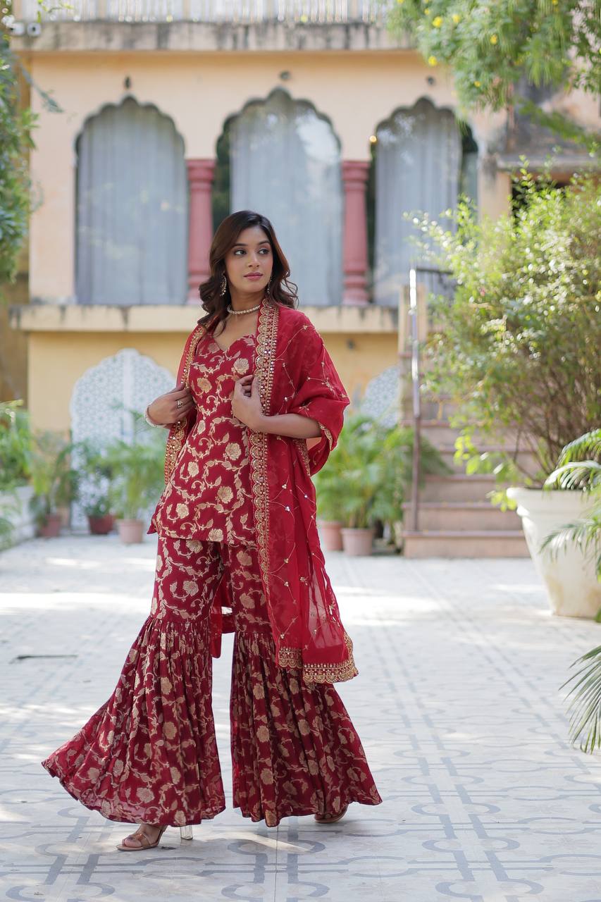 Premium Designer Ready-made Gharara Suit Set