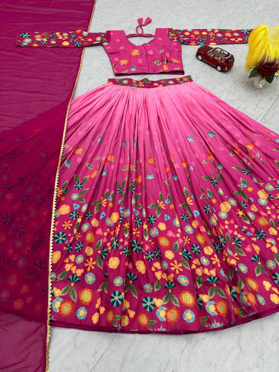 Elegant Kalamkari Print Cotton Lehenga Choli Set with Georgette Dupatta